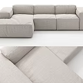 Modern Minimalist Light Gray Fabric L Shaped Sectional Sofa With Spacious Comfortable Seating 3d model
