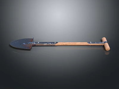 High Quality Durable Hardware Shovel with Sharp Metal Blade and Sturdy Wooden Handle 3d model