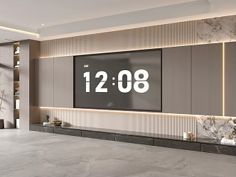 Modern Italian Living Room Light Luxury TV Background Wall Full Wall TV Cabinet Marble Background Wall 3d model