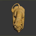 Decorative Golden Lion Statue Sitting Majestically On Shiny Base With Glossy Finish