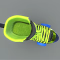 Stylish Blue Roller Skates with Neon Yellow Laces and Blue Wheels with Green Accents