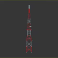 Red And White Steel Communication Tower Tall Industrial Equipment Structure