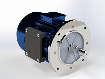 Blue And Silver Mechanical Component Featuring Flange Rotating Shaft And Metal Casing 3d model