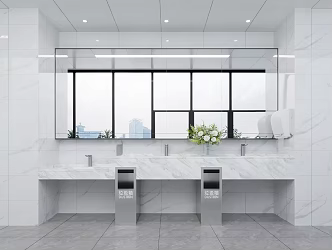 Modern Public Toilet Public Toilet Washbasin 3d model