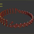 Red Dominoes in Circular Arrangement Showing Falling Sequence as Household Items