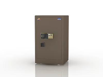 Brown Sturdy Safe With Electronic Keypad Lock And Keyhole Design 3d model