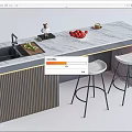 Modern Bar Chair Combination Bar Island Desk Dining Bar Water Bar 3d model