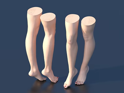 Four Light Colored Female Leg Models Displayed On Dark Blue Background 3d model