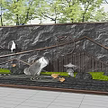 Modern Building Exterior Wall With Stone Texture Wooden Accents And Natural Landscape Elements