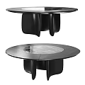Modern Round Black Dining Table With Marble Center Top And Stylish Base