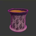 Decorative Ceramic Container With Yellow Inner Teal Rim White Base And Black Mushroom Patterns