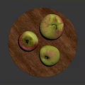 Ripe Red And Green Apples Neatly Arranged On Round Wooden Tray
