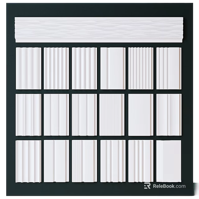 White Decorative Wall Components With Various Panel Styles And Textured Designs 3d model 