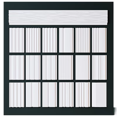 White Decorative Wall Components With Various Panel Styles And Textured Designs 3d model