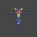 Animated Game Character Blue Body Large Ears Long Outstretched Arms Standing Pose