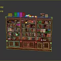 Classic Wooden Bookcase With Multiple Shelves Filled With Colorful Books And Decorative Items