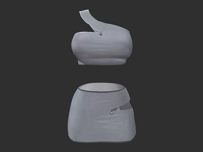 Gray Modern Clothing Set Featuring Sleeveless Top And High Waist Bottom With Strap Details 3d model