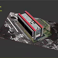 Modern Commercial Building With Red Roof And Glass Facade In Urban Planning Area