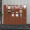 Modern Wooden Bookcase With Glass Doors Storage Cabinets Holding Folders Books And Decorative Items