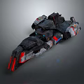 Sci-Fi Futuristic Spaceship With Complex Structure And Black Red Blue Accents 3d model
