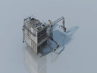 Industrial Swing Door With Metal Structure And Mechanical Arm On Equipment 3d model
