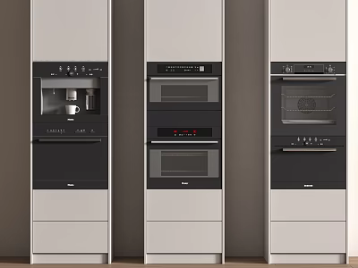 Modern Built in Kitchen Appliances With Coffee Machine Oven And Cabinets 3d model