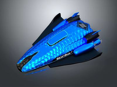 Revolutionary Blue Illuminated Futuristic Aerospace Spacecraft With Honeycomb Texture Design 3d model