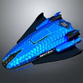 Revolutionary Blue Illuminated Futuristic Aerospace Spacecraft With Honeycomb Texture Design