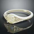 Elegant Silver Women's Ring With Oval Gemstone And Intricate Filigree Design