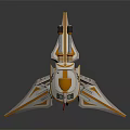 Futuristic Orange And White Mechanical Weapon With Three Legged Base Cannon And Antenna