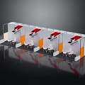 Modern Tea House Layout With Transparent Booths White Tables And Red Signage