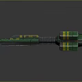 Futuristic Green And Yellow Aircraft 3D Model With Multi Section Detailed Structure Design