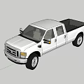 White Double Cab Pickup Truck Exterior On Road In Sunlight Aerial View