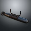 Vintage Military Bomb With Metal Shell And Support Brackets On Gray Background