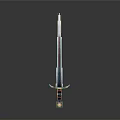 Silver Medieval Sword With Long Sharp Blade Decorative Hilt And Purple Handle