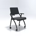 Modern Black Single Chair With Armrests Rolling Casters And Ergonomic Design 3d model