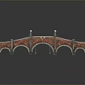 Classic Brick Bridge Design With White Lamp Posts Arched Openings And Railings
