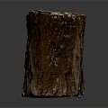 Natural Wooden Stump with Rough Bark Texture for Decorative Use 3d model
