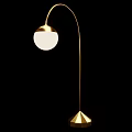Modern Golden Floor Lamp With White Spherical Shade And Sleek Design