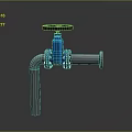 Industrial Hardware Valve With Blue Handwheel Flange Connection And Gray Metal Pipe