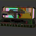 Modern Tactical Weapon Stored in Open Green Hard Case With Accessories and Components