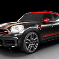 Black Mini SUV Featuring Red Accents Orange Stripes and Sporty Design with Glossy Alloy Wheels
