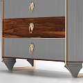 Modern Entryway Cabinet Sideboard With Gray And Wooden Drawers Gold Handles And Legs