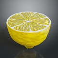 Fresh Sliced Lemon With Yellow Peel And Juicy Segments On Dark Background