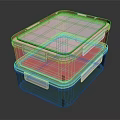 Stackable Lunch Box Set Pink And Green With Transparent Lids And White Handles