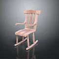 Light Colored Rocking Armchair With Wooden Frame And Upholstered Seat