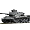 Gray Military Tank Model With Long Gun Barrel And Metal Tracks On Grass Terrain