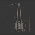 Detailed Industrial Electrical Equipment With Metal Frame And Wiring Components