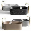 Elegant Modern Marble Bathtubs In Black Grey Beige With Gold Faucets Design