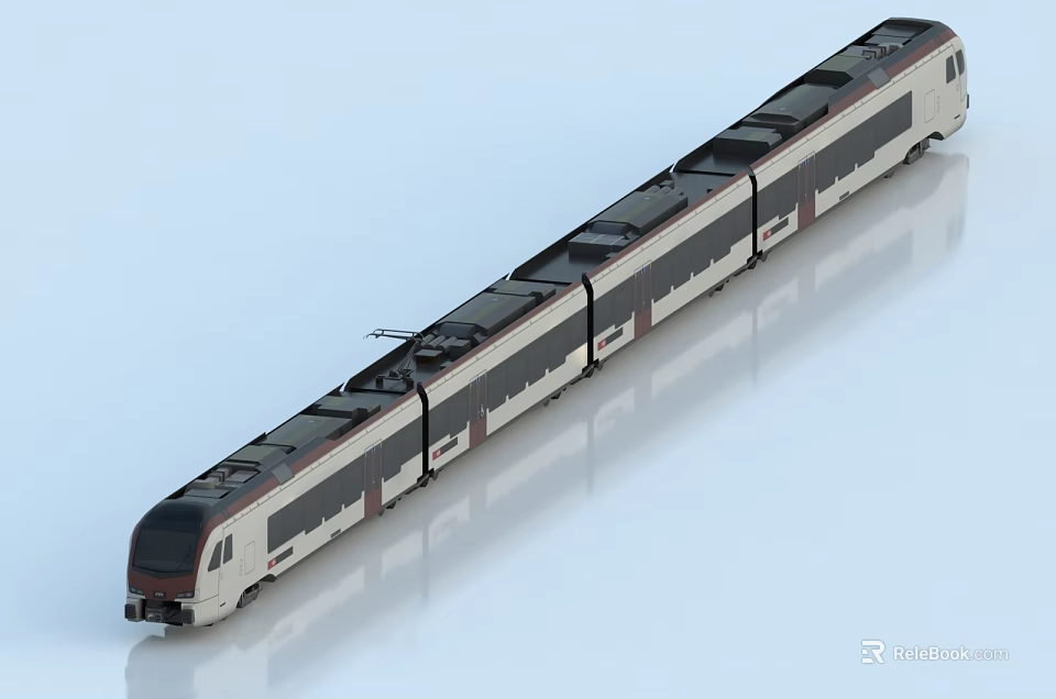 Modern Subway Train Exterior Design With Sleek Silver Gray Carriages And Aerodynamic Shape 3d model 